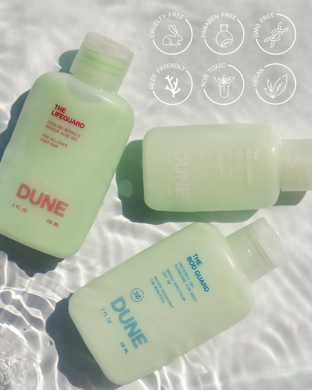 Jetsetter Gelly Mini Travel Sunscreen Kit — 72-Hour Hydration & Aloe Rescue Gel | DUNE SUNCARE