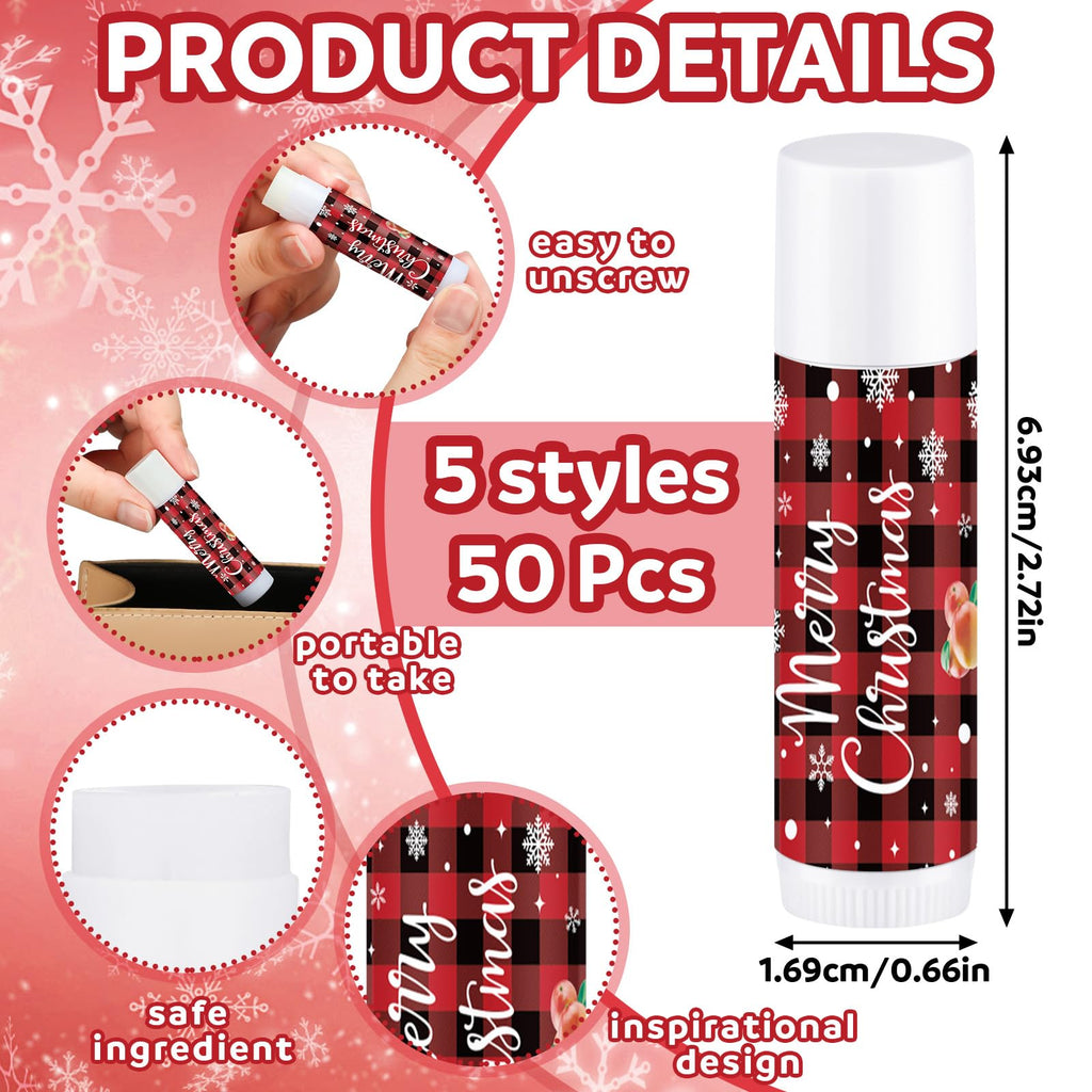 Dunzy 50 Pcs Christmas Lip Balm Bulk – Stocking Stuffers & Holiday Gifts