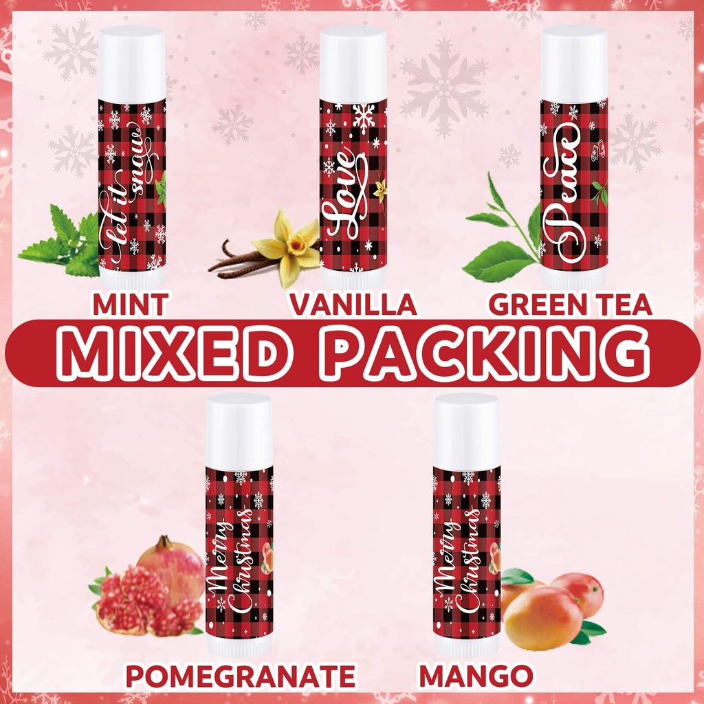 Dunzy 50 Pcs Christmas Lip Balm Bulk – Stocking Stuffers & Holiday Gifts