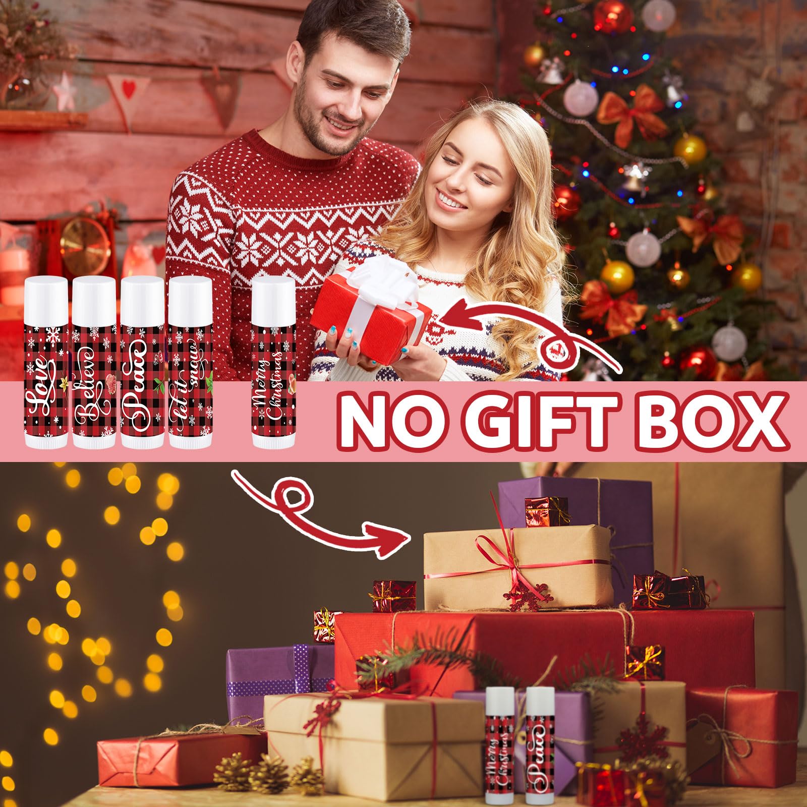 Dunzy 50 Pcs Christmas Lip Balm Bulk – Stocking Stuffers & Holiday Gifts