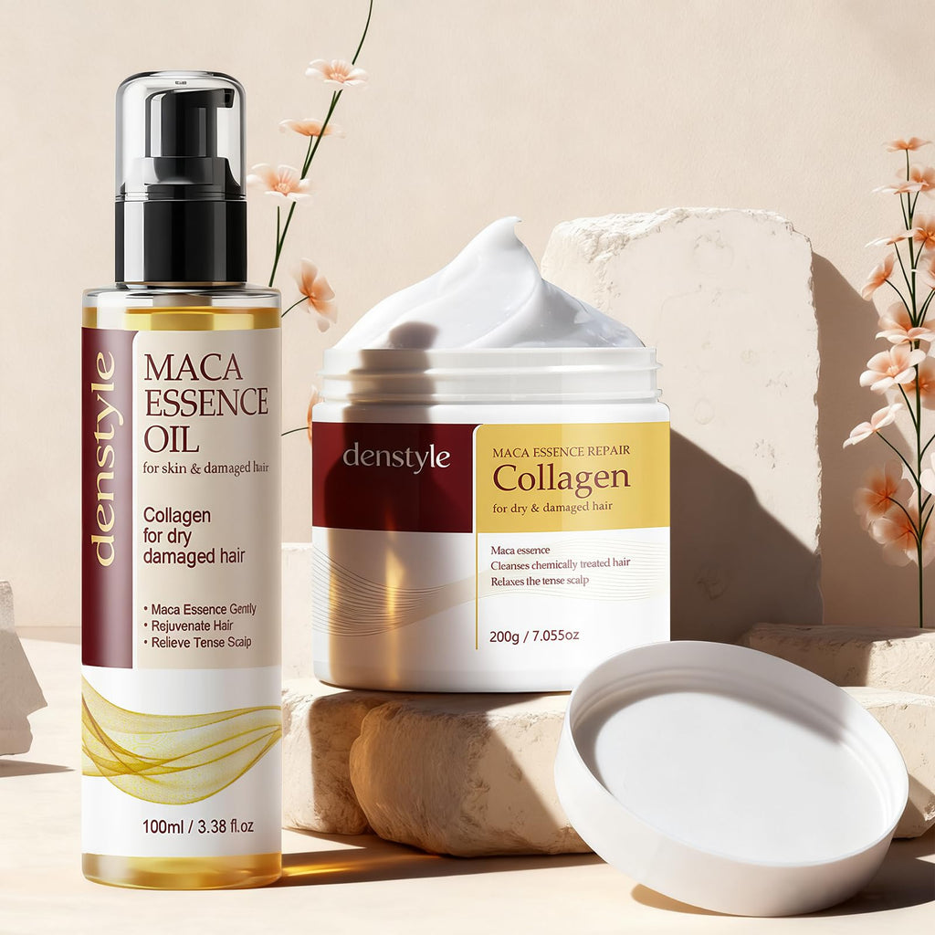 Collagen Hair Mask & Argan Oil Set – Deep Conditioning for Damaged Hair (3.38 fl oz + 7.06 oz)