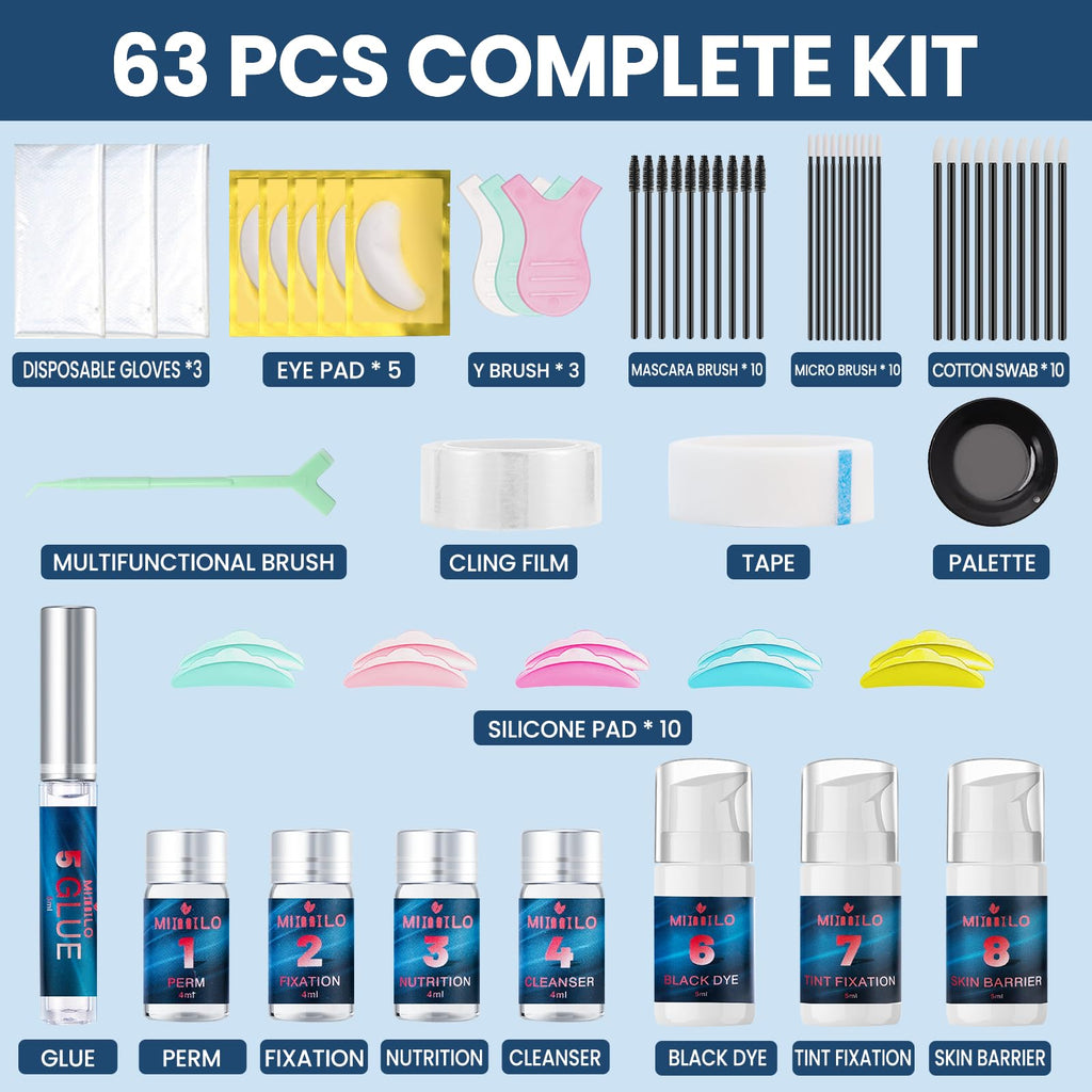 Duoffanny 63Pcs 4-In-1 Lash Lift & Brow Lamination Kit – 6–8 Weeks, DIY Salon Quality