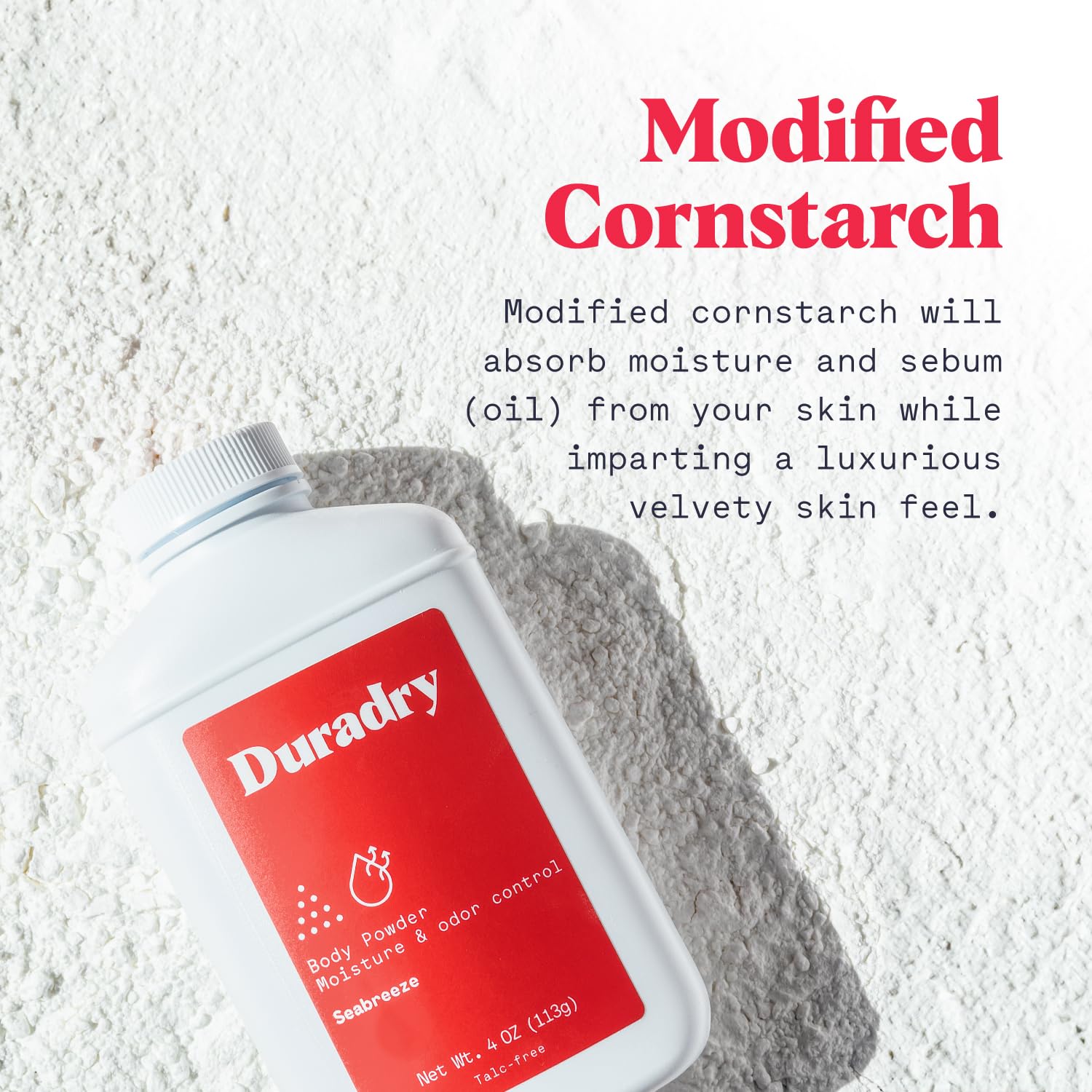 Duradry Seabreeze All-Natural Body Powder – Talc-Free, Odor & Moisture Control (3-Pack)