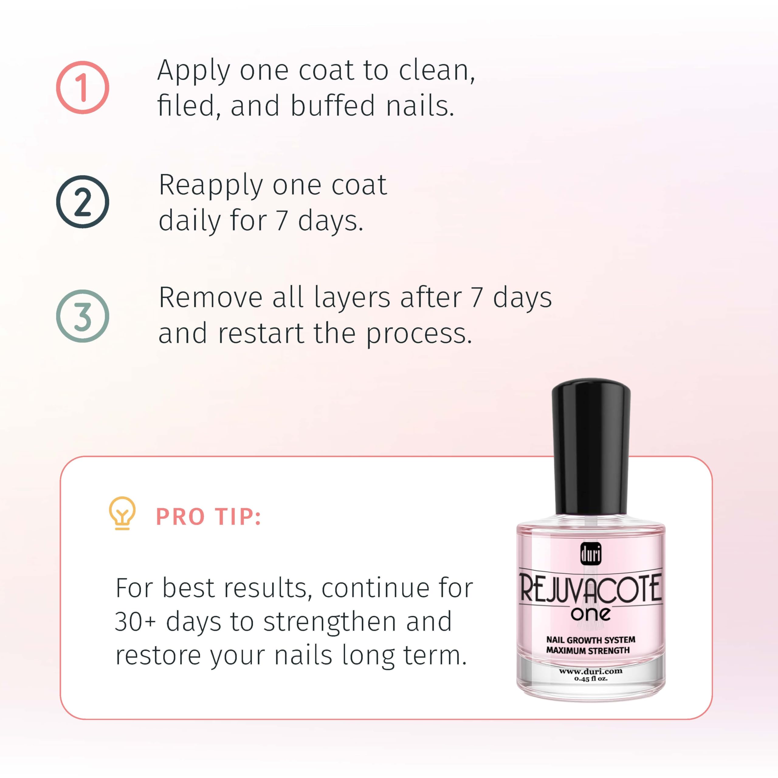 Duri Rejuvacote 1 Nail Strengthener – Maximum Effect Formula (Pack of 3 x 0.45 fl oz)