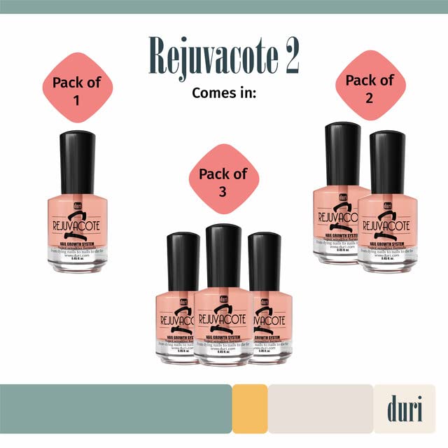 Duri Rejuvacote 2 Nail Growth Base & Top Coat – Balanced Repair for Fragile Nails (Pack of 2)