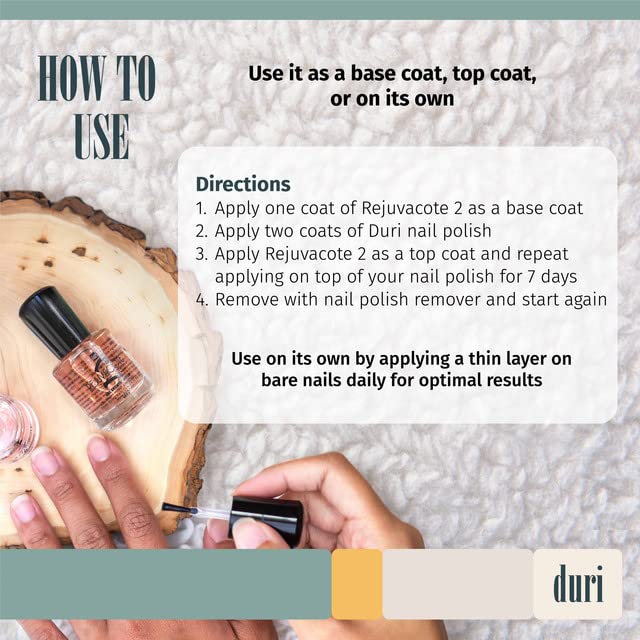 Duri Rejuvacote 2 Nail Growth Base & Top Coat – Balanced Repair for Fragile Nails (Pack of 2)