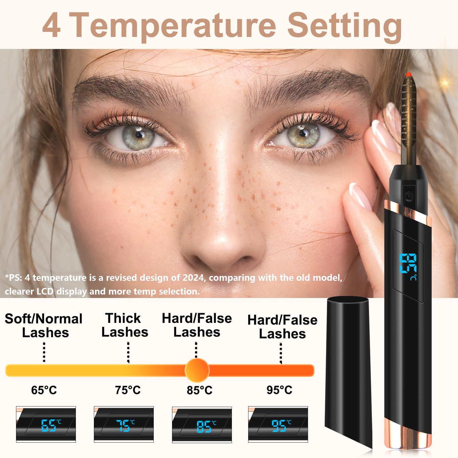 Dust2Oasis Heated Eyelash Curler – 2025 New Model, USB-C Rechargeable, 3 Temperature Settings, 24-Hour Curl
