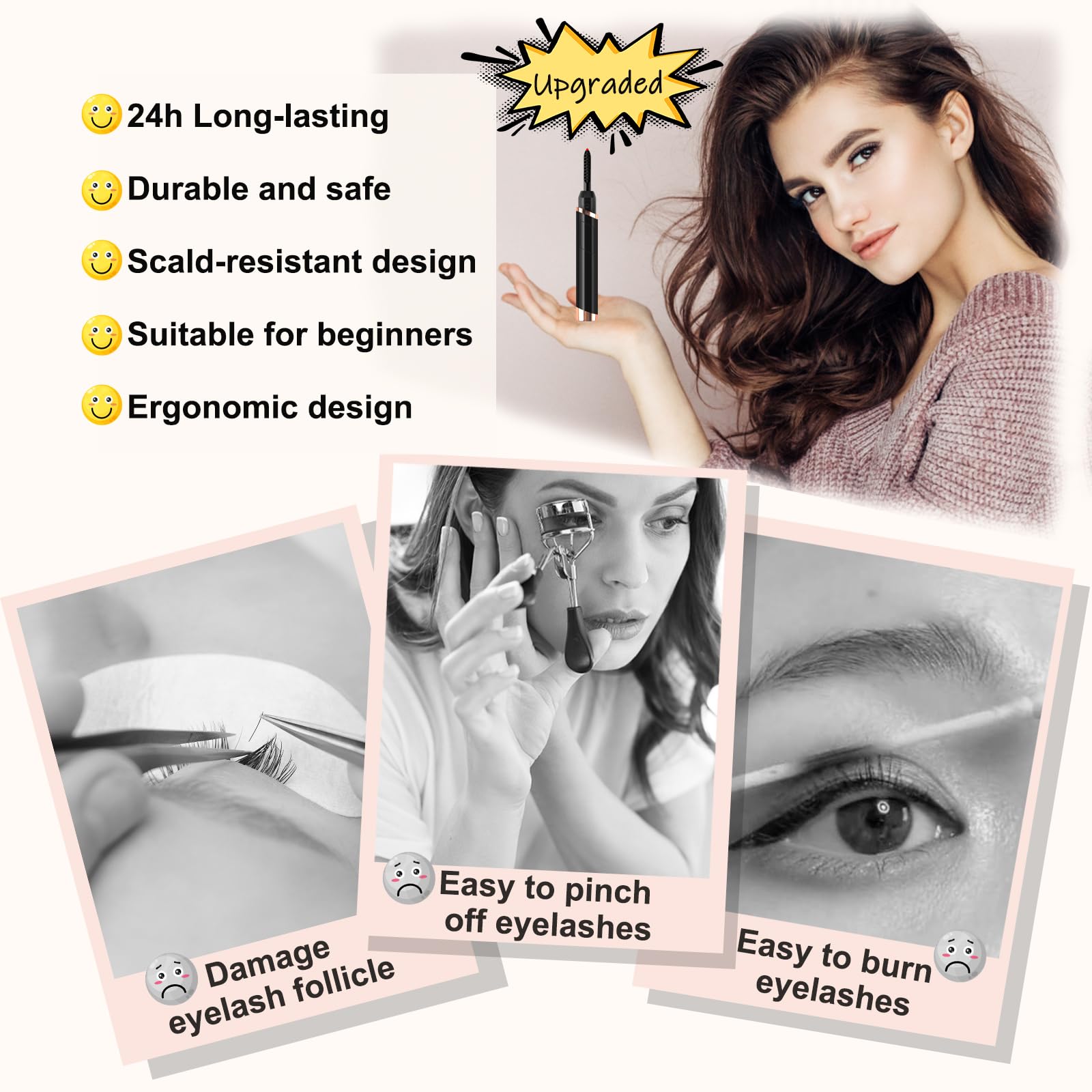 Dust2Oasis Heated Eyelash Curler – 4 Temp Settings, 10s Heat, 24h Curl