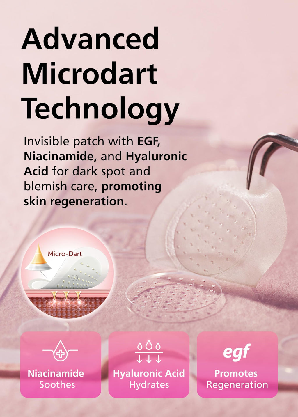 DWEasyDerm Easyderm Real Calming Patch – Pimple Patches with Niacinamide, Hyaluronic Acid & EGF | 24 Patches (4 Packs) | 285µm