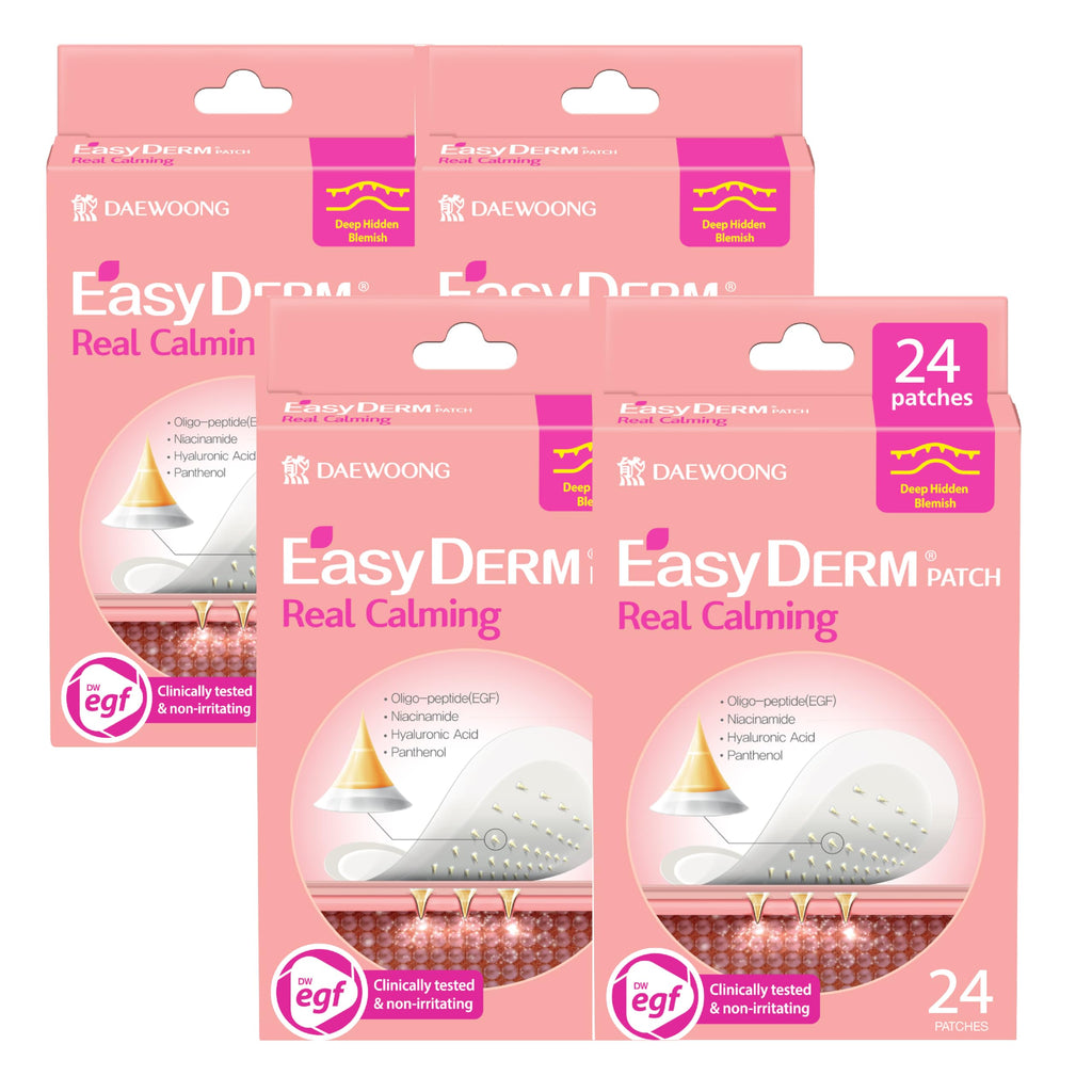 DWEasyDerm Easyderm Real Calming Patch – Pimple Patches with Niacinamide, Hyaluronic Acid & EGF | 24 Patches (4 Packs) | 285µm