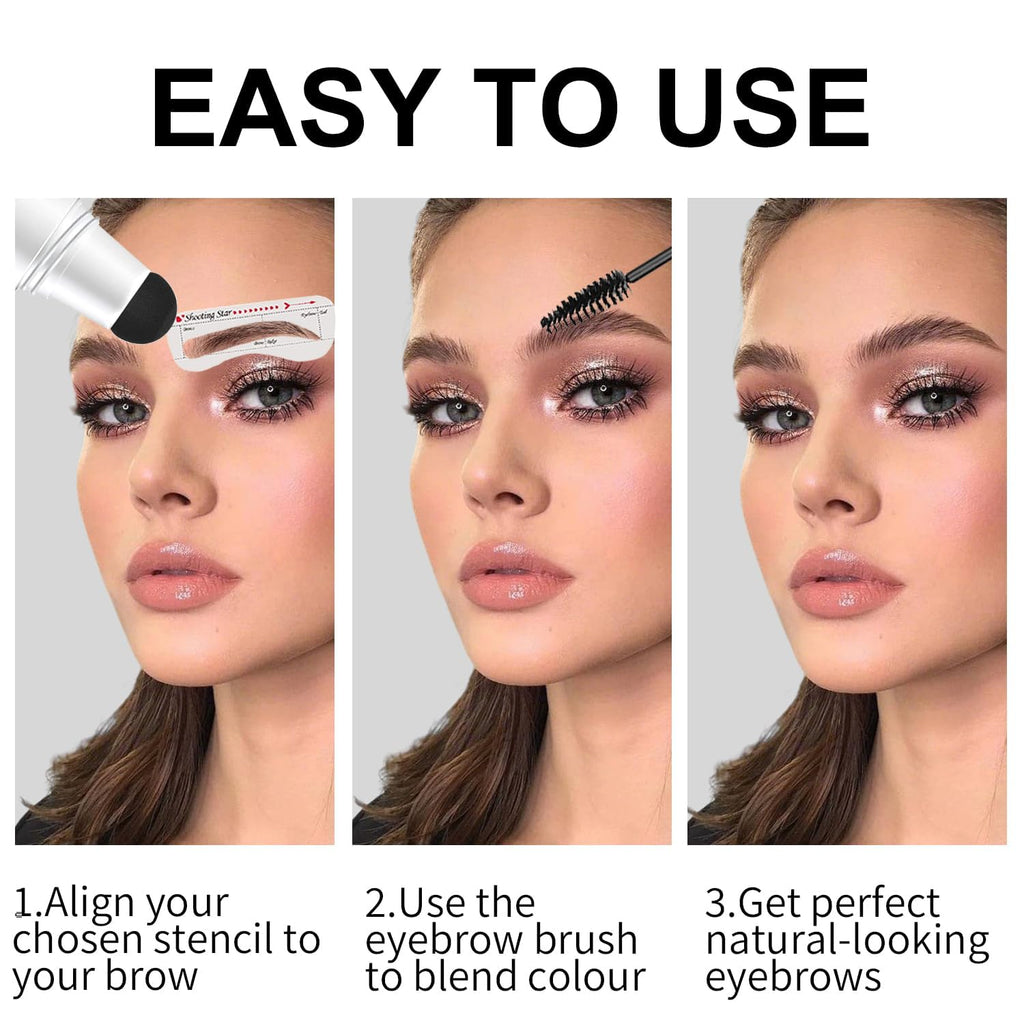 DWNDN Eyebrow Stencil Kit with Stamp — 10 Templates, Long-Lasting & Smudge-Proof