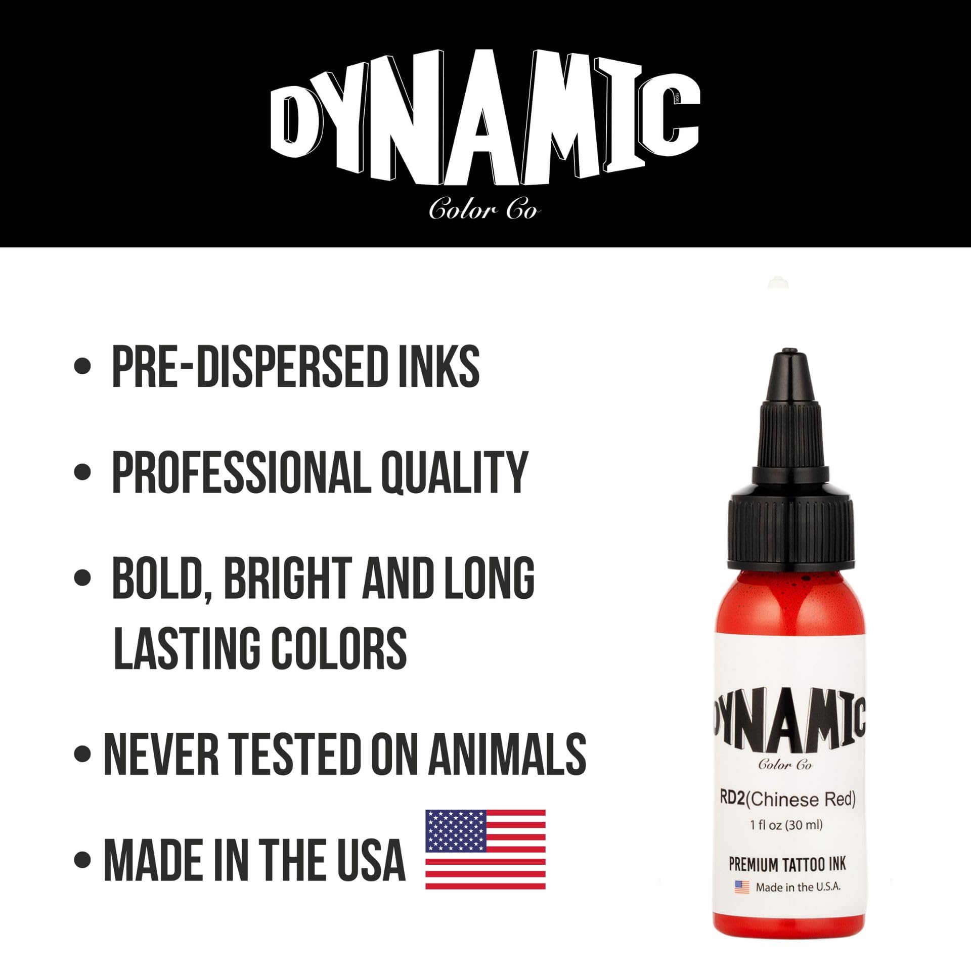 Dynamic Color Co Chinese Red Tattoo Ink – USA-Made, Sterilized, Vegan, 1oz