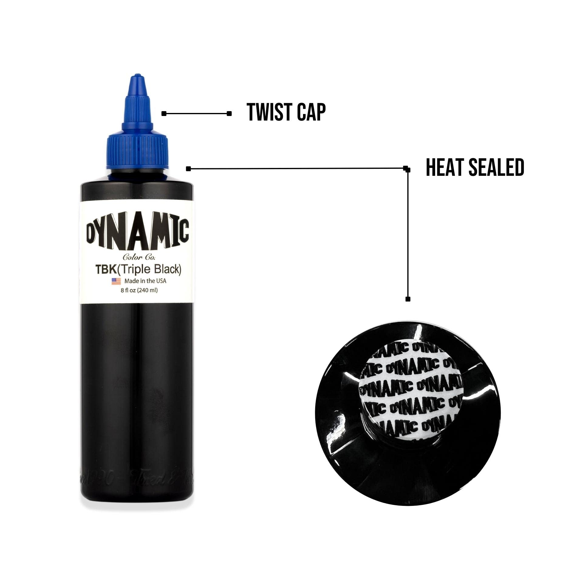 Dynamic Color Co Triple Black Ink Bottle 8oz – Deep Black Tattoo Ink