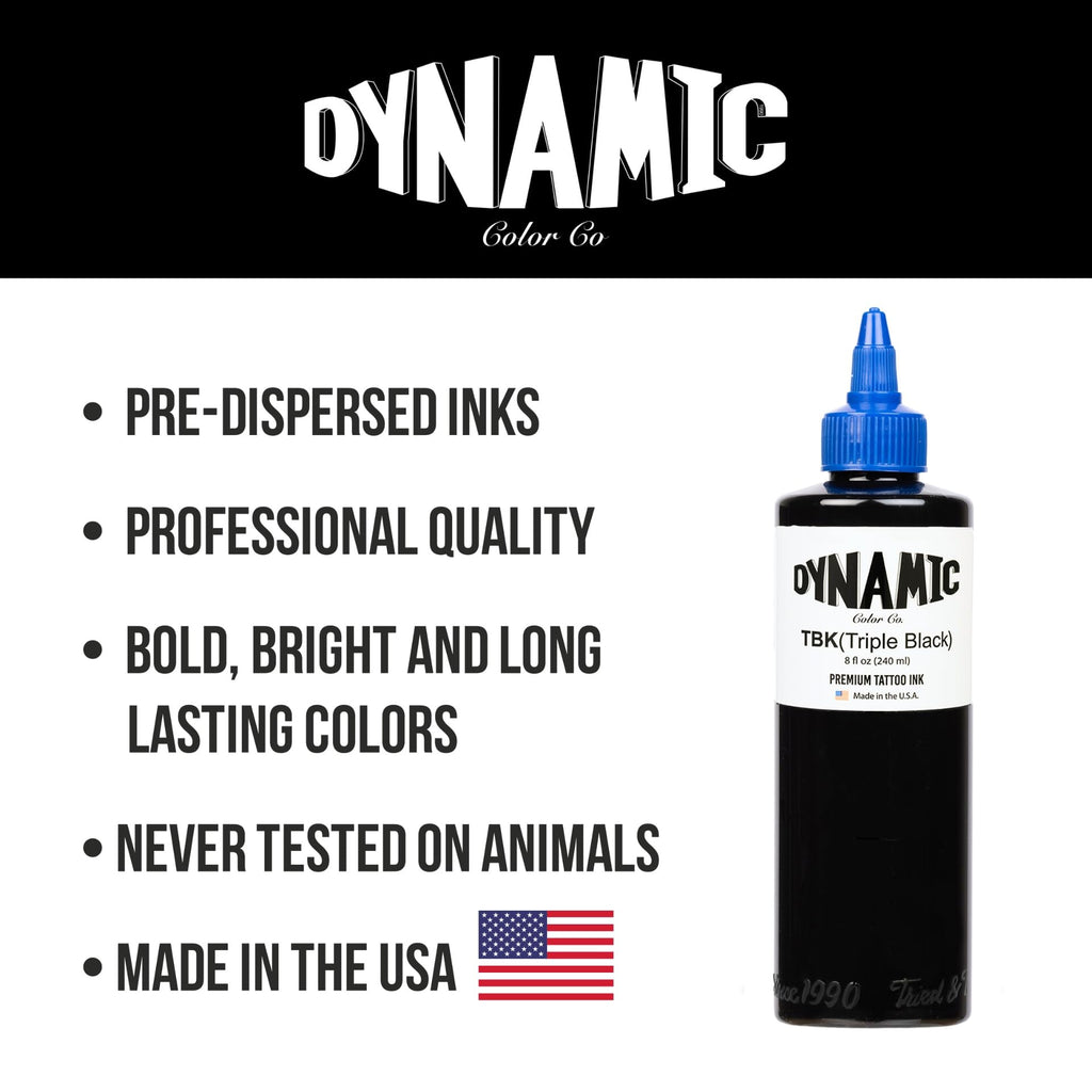 Dynamic Color Co Triple Black Ink Bottle 8oz – Deep Black Tattoo Ink