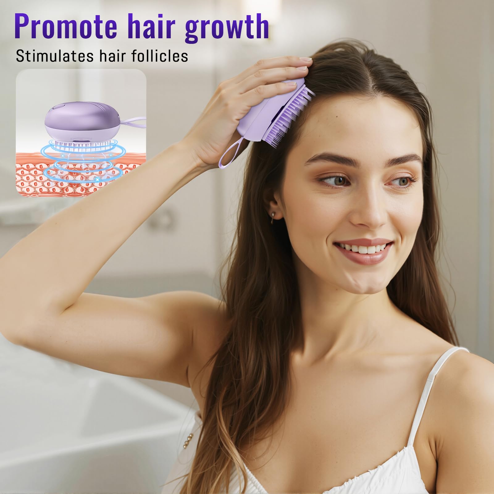 DYUHOOAO Scalp Massager Hair Growth Brush – Electric Head Massager with Sonic Vibration (Purple)