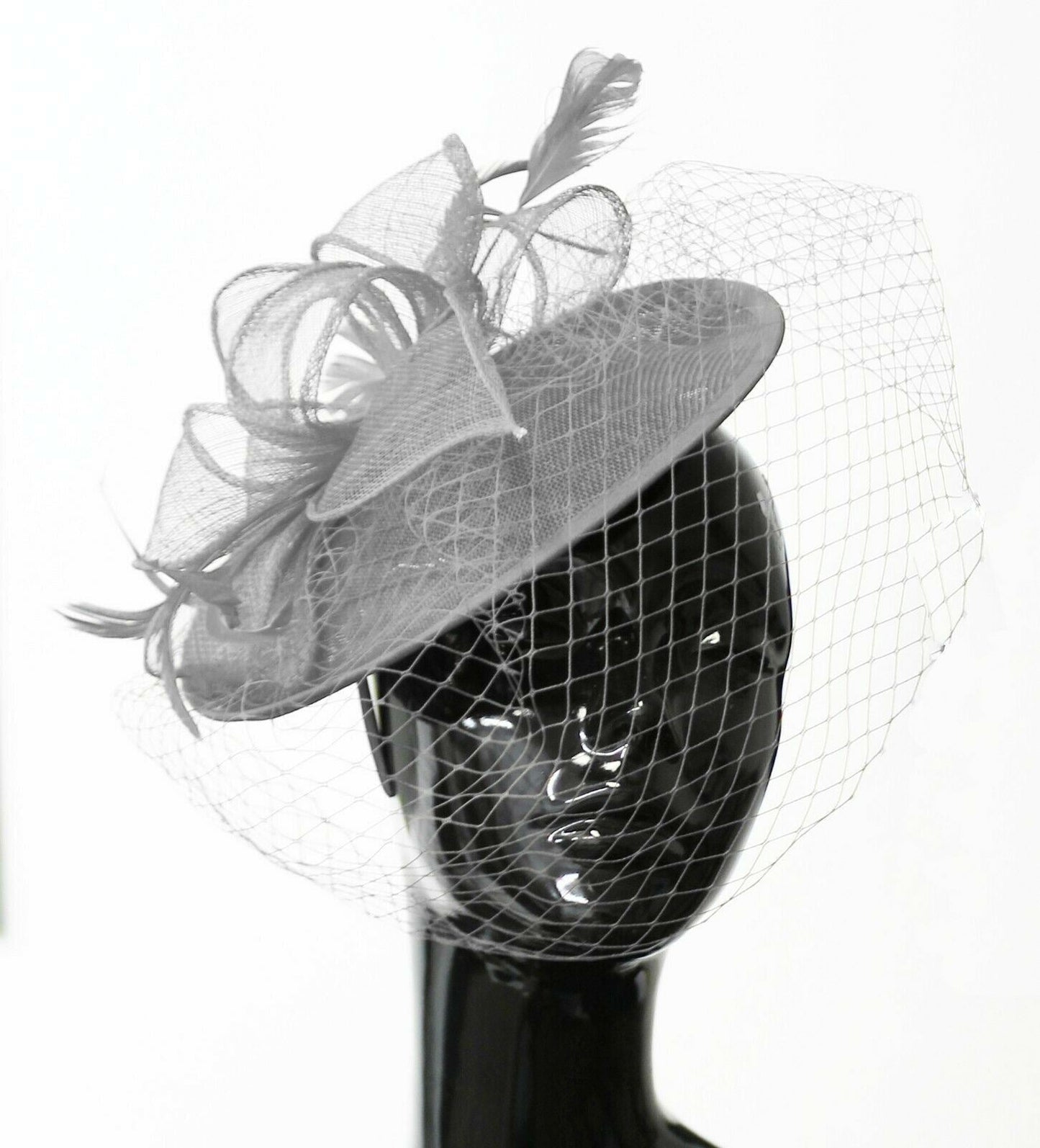 Medium Saucer Sinamay Headband Fascinator Wedding Ascot Hat Hatinator Birdcage Veil
