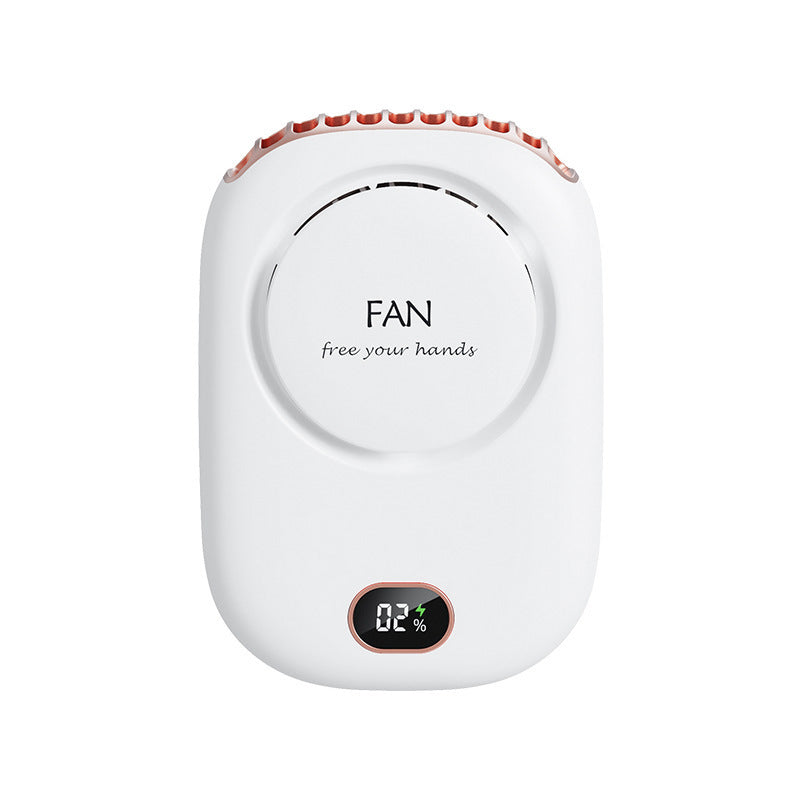 Lazy Leafless Hanging Neck Fan Digital Display Silent