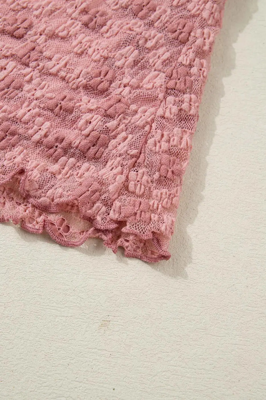 Pink Floral Lace Bell Sleeve Square Neck Blouse Women UK