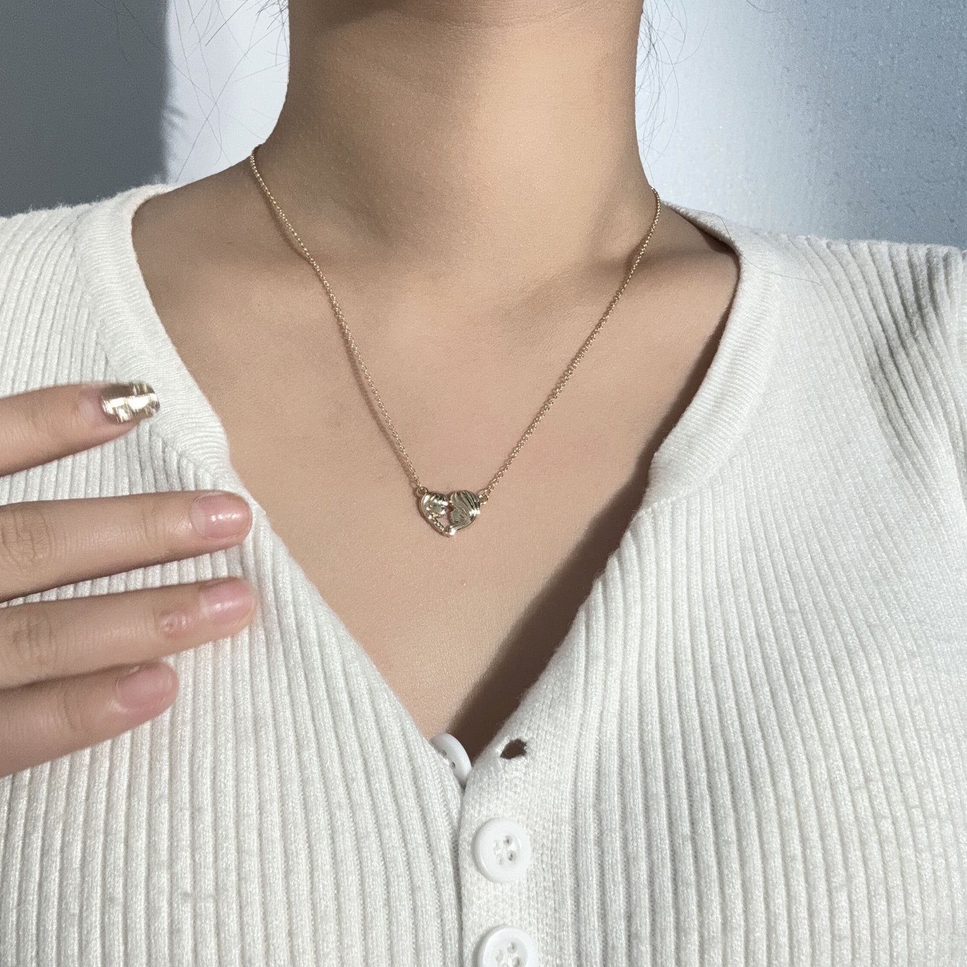 European And American Love Necklace Mother's Day Geometric Copper Peach Heart Gift