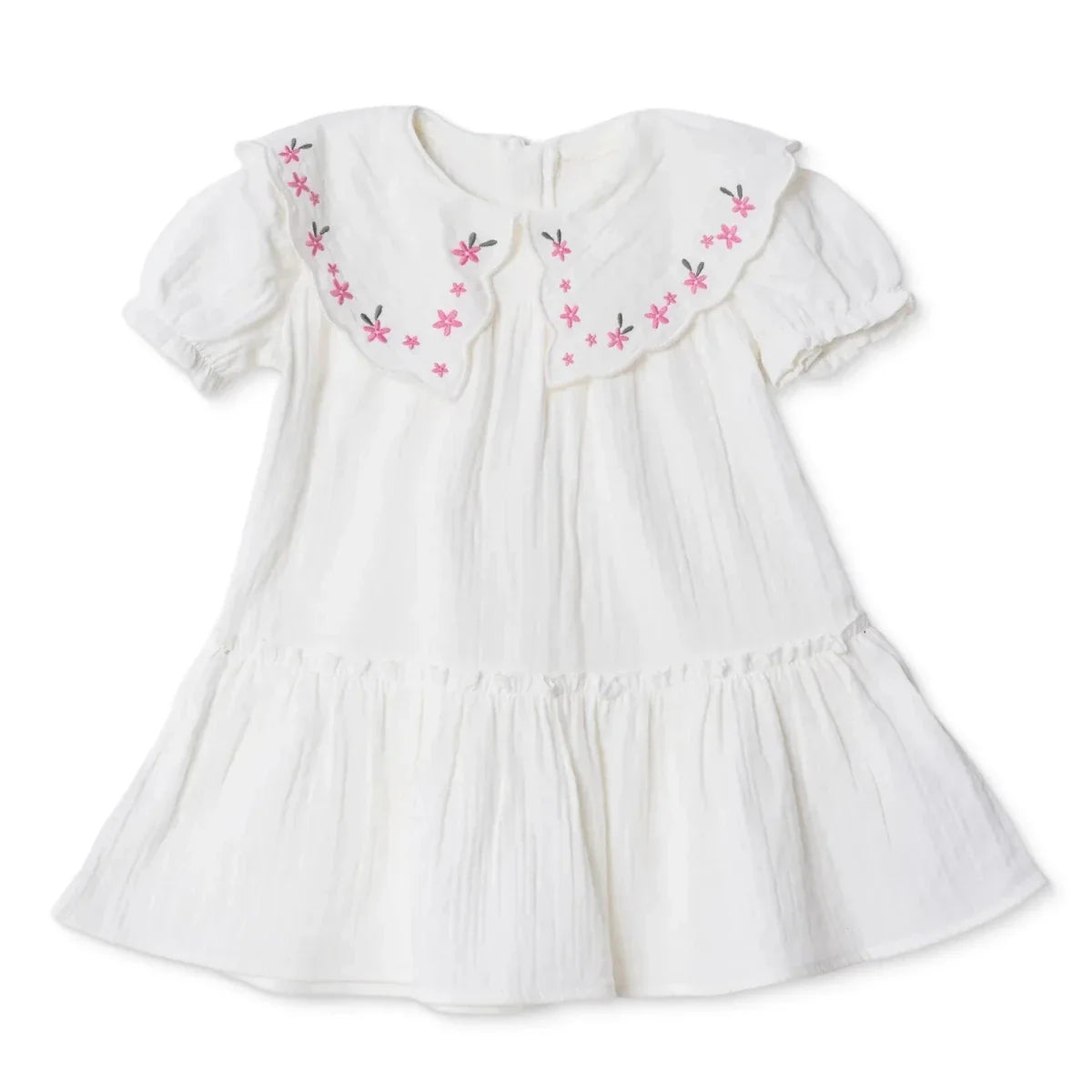 HelloBaby Short Sleeve Muslin Baby Dress (6-9 Months to 4-5 Years)
