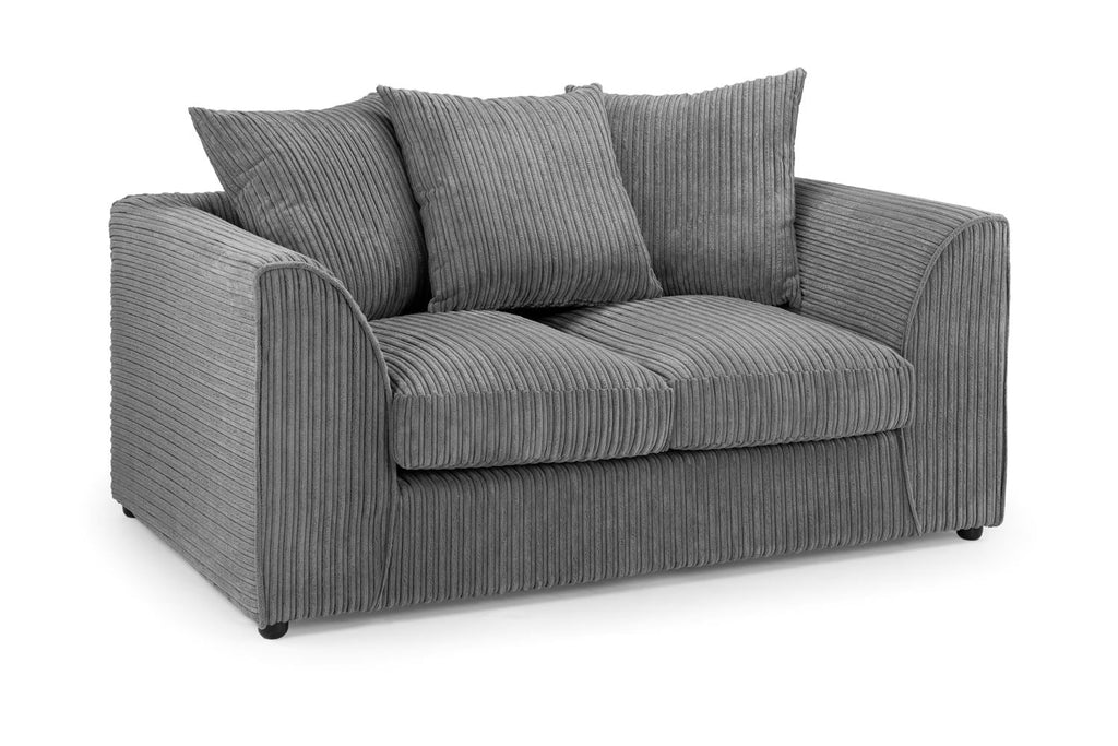 Harley Jumbo Grey 2-Seater Sofa: Plush Fabric, Foam-filled, Solid Wood Frame