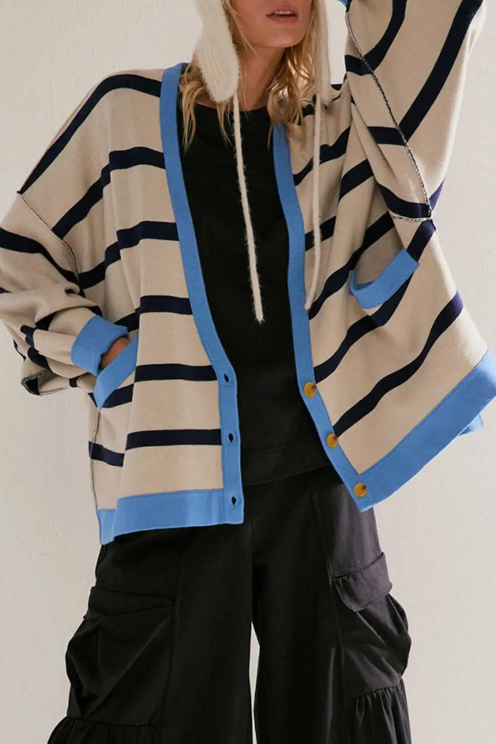 Urban Stripe Loose Cardigan Women UK