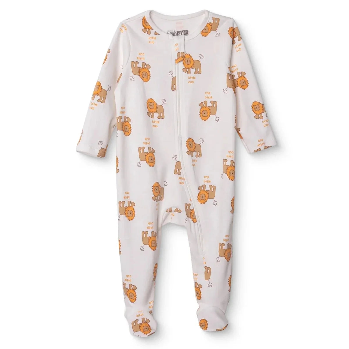 HelloBaby Lion Print Crew Neck Long Sleeve Baby Sleepsuit with Feet (Newborn to 6-9 Months)
