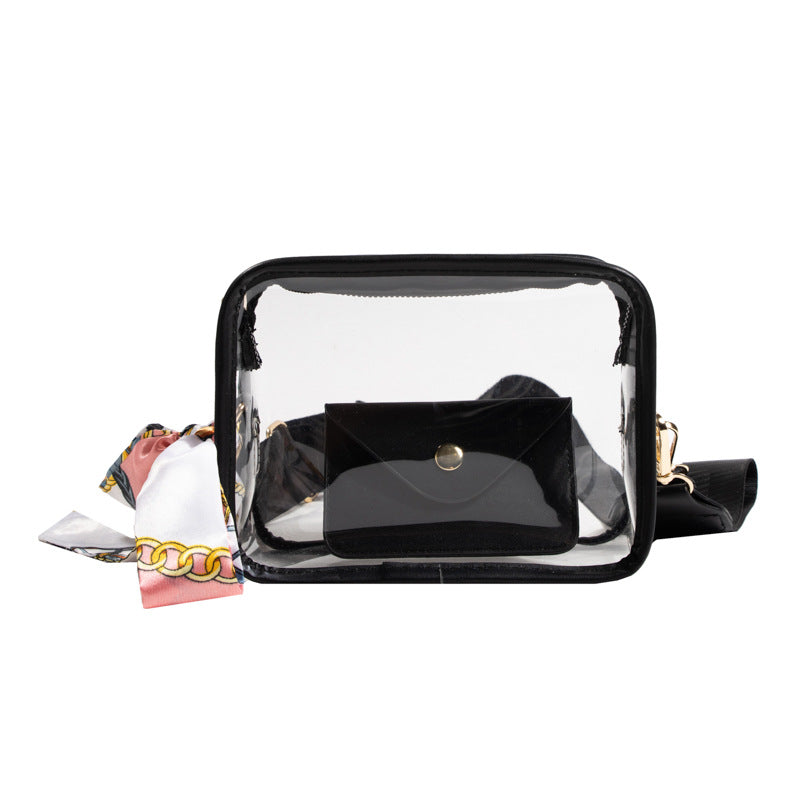 Women's Wide Shoulder Strap PVC Crossbody Transparent Bag