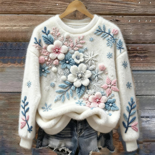 3D Digital Print Pattern Christmas Women's Flannel Sweatshirt