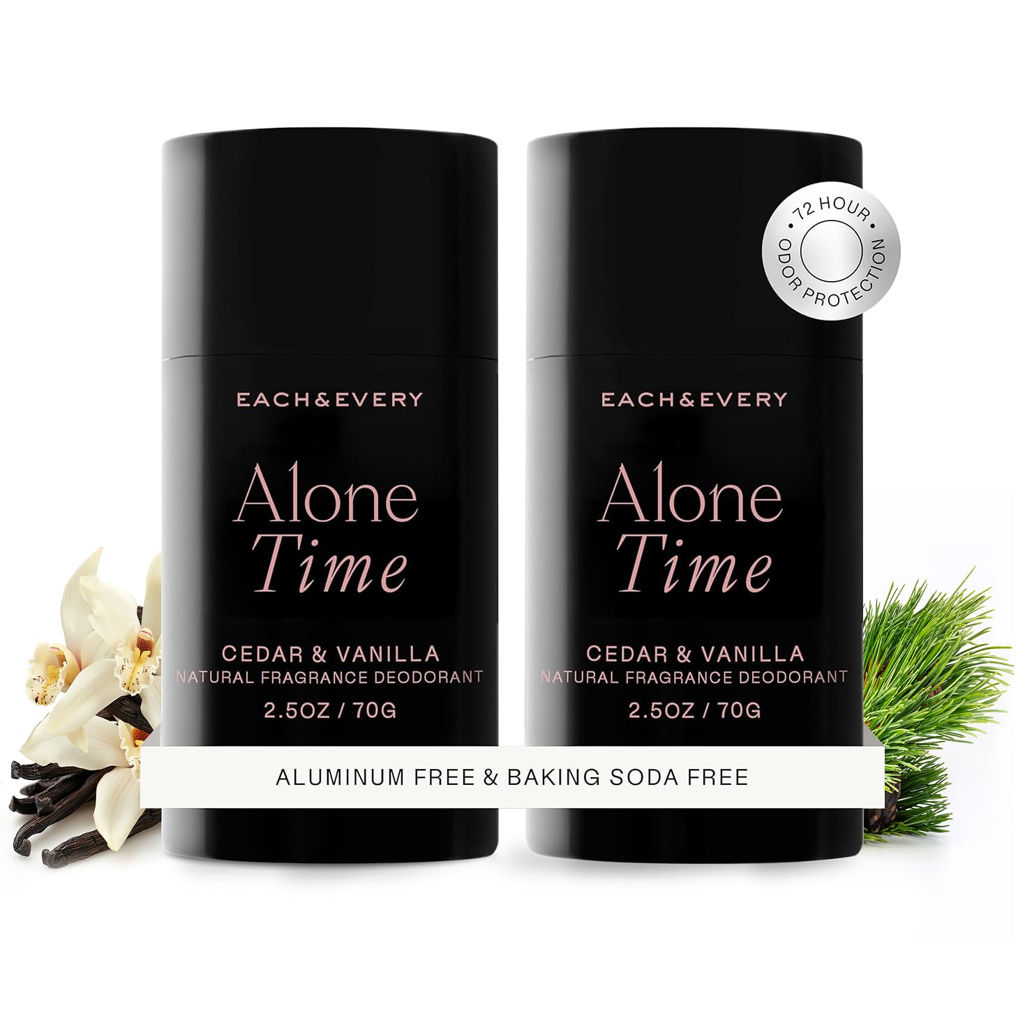 Each & Every Aluminum-Free Cedar & Vanilla Deodorant for Men & Women – All Natural, EWG Verified, 2.5oz, 2-Pack