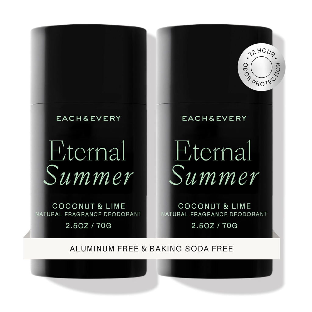 Each & Every Aluminum Free Deodorant for Men & Women — Coconut & Lime, EWG Verified, 2.5oz 2-Pack