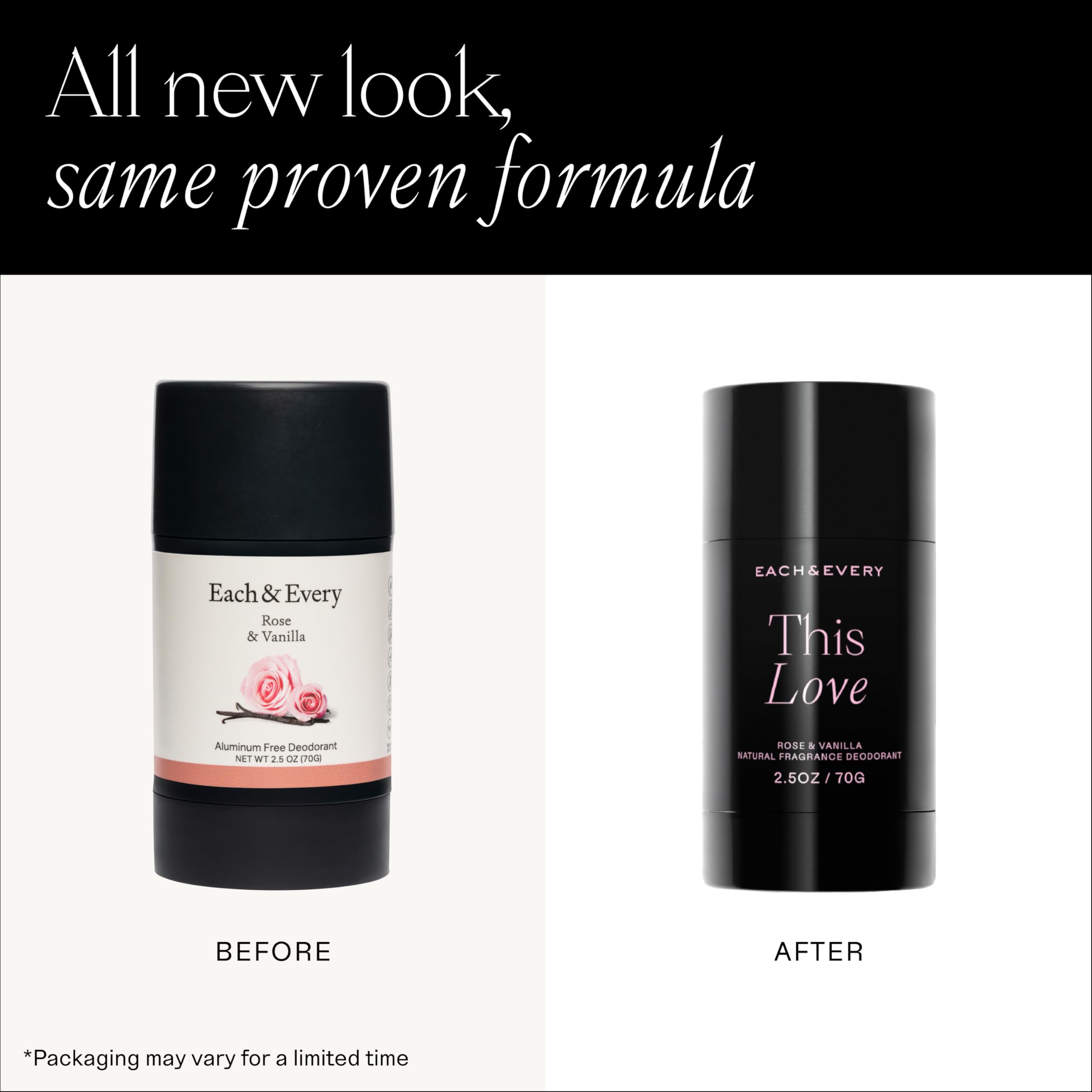 Each & Every Aluminum Free Deodorant for Women & Men, Rose & Vanilla - EWG Verified, 2.5oz, 2 Pack