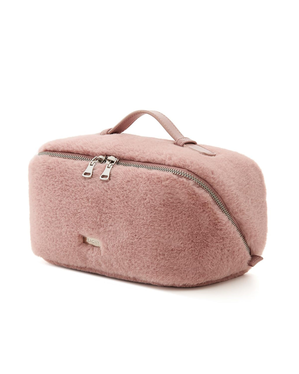 EACHY Travel Makeup Bag — Faux Fur Cosmetic Case with 180° Flat-Open Access | Large Capacity