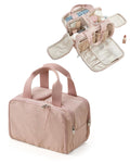 EACHY Travel Makeup Bag with Handle – Large Capacity, Waterproof, Pink