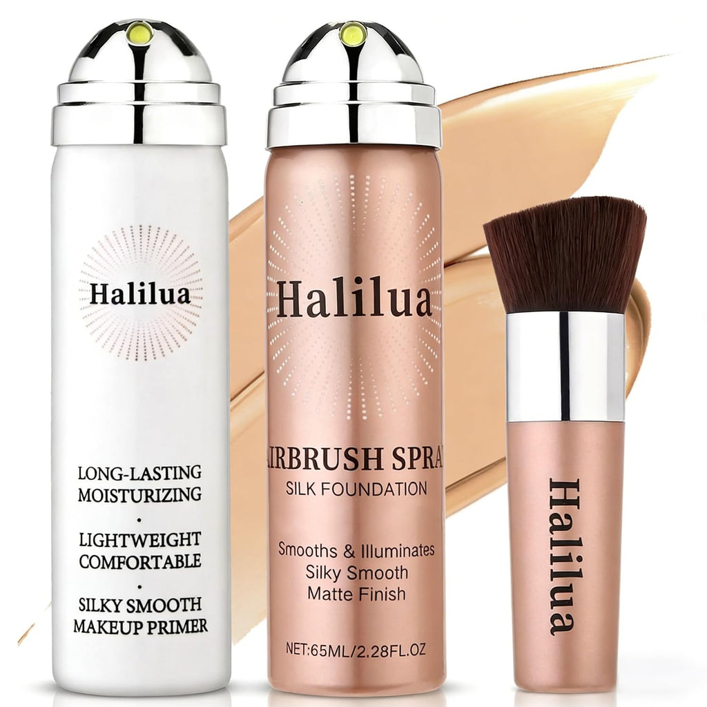 Eakroo Airbrush Foundation Spray with Primer – Buildable, Waterproof Coverage (Shade 2Beige)