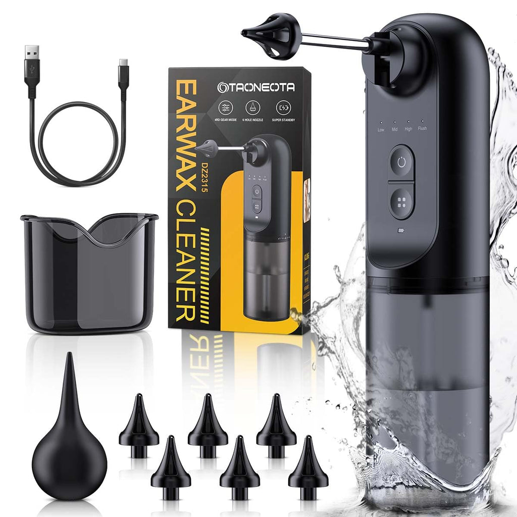 Ear Wax Removal System – 4 Pressure Settings, IPX7 Waterproof, USB Rechargeable, 6 Nozzles