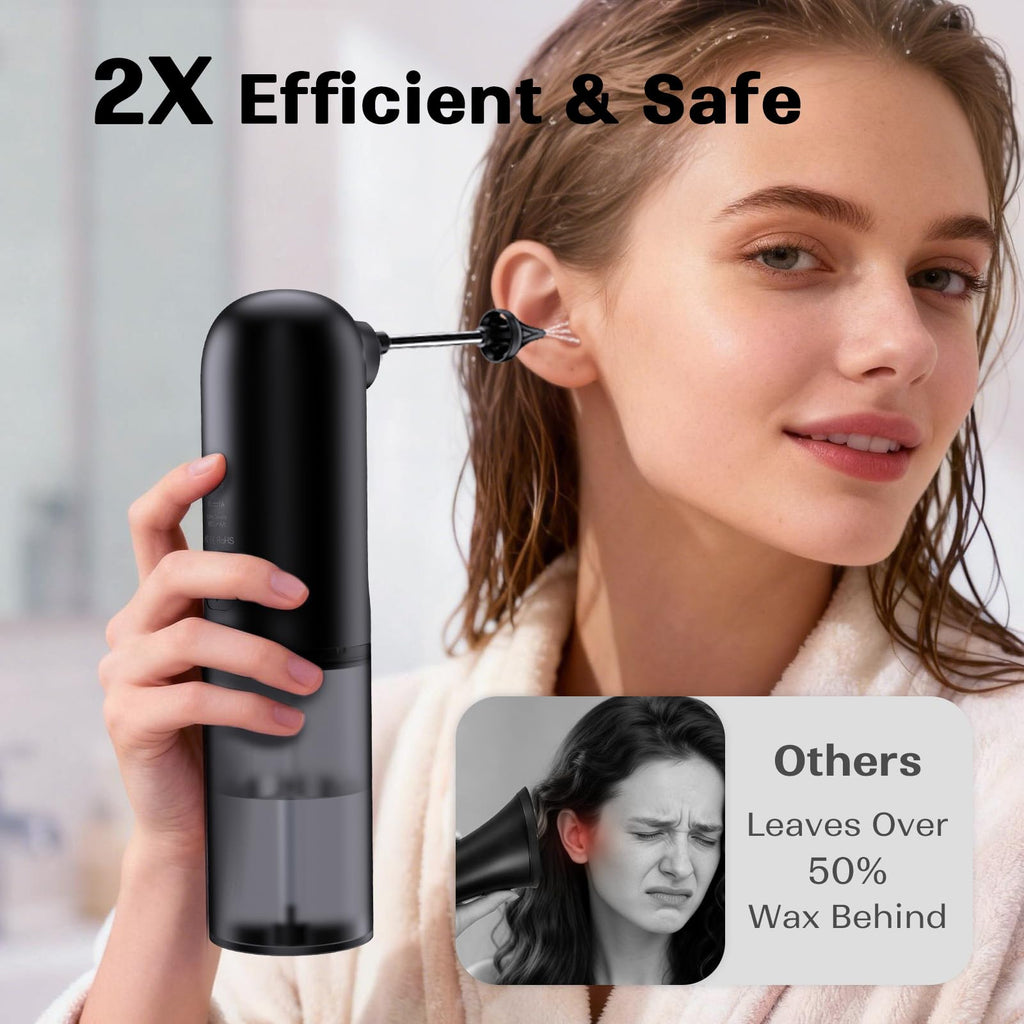 Ear Wax Removal System – 4 Pressure Settings, IPX7 Waterproof, USB Rechargeable, 6 Nozzles