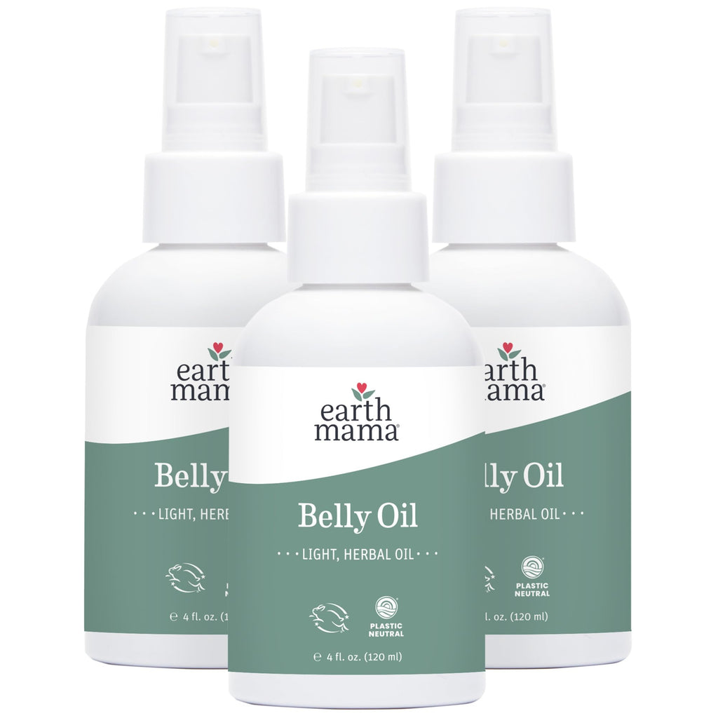 Earth Mama Belly Oil for Dry Skin — Calendula Skin Care Moisturizer for Pregnancy & Postpartum, 4 oz (3-Pack)