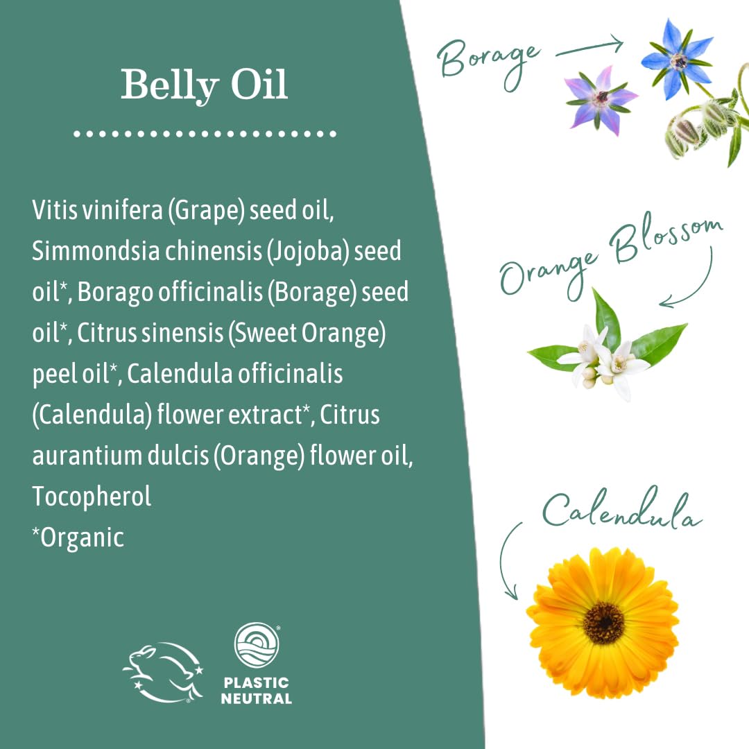 Earth Mama Belly Oil for Dry Skin — Calendula Skin Care Moisturizer for Pregnancy & Postpartum, 4 oz (3-Pack)