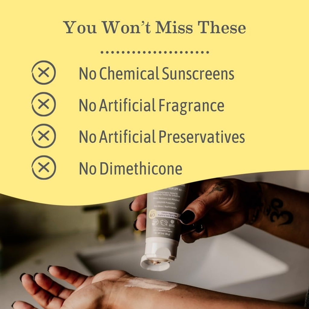 Earth Mama Tinted Mineral Sunscreen Lotion SPF 40 – 2-Pack with Organic Argan & Red Raspberry Seed Oil