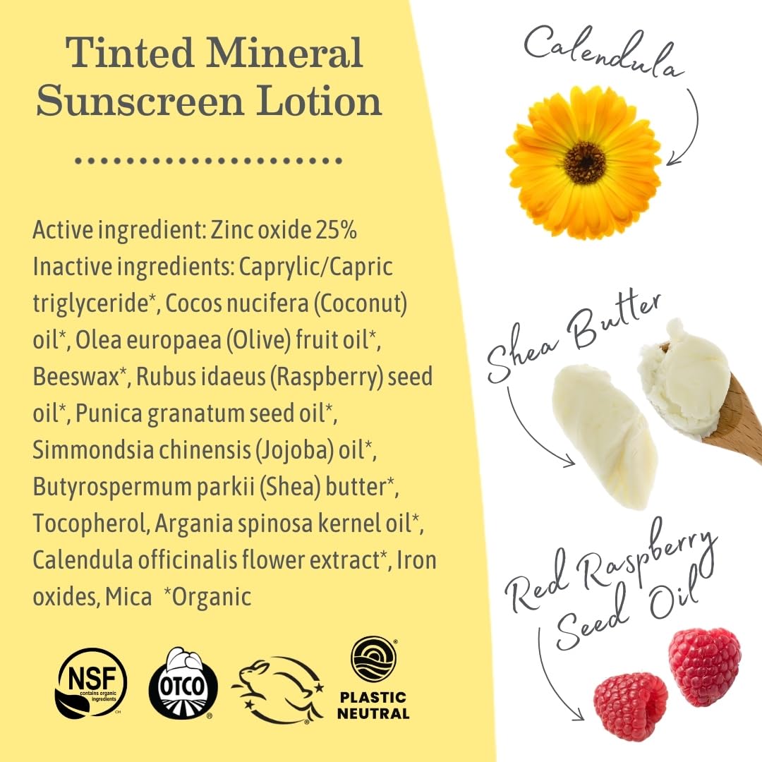 Earth Mama Tinted Mineral Sunscreen Lotion SPF 40 – 2-Pack with Organic Argan & Red Raspberry Seed Oil