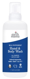 Earth Mama Wild Peppermint Hand and Body Wash – Foaming Castile Soap with Organic Peppermint & Coconut Oil (34 fl oz)