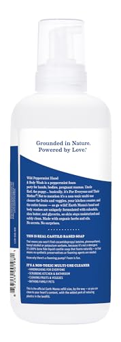 Earth Mama Wild Peppermint Hand and Body Wash – Foaming Castile Soap with Organic Peppermint & Coconut Oil (34 fl oz)