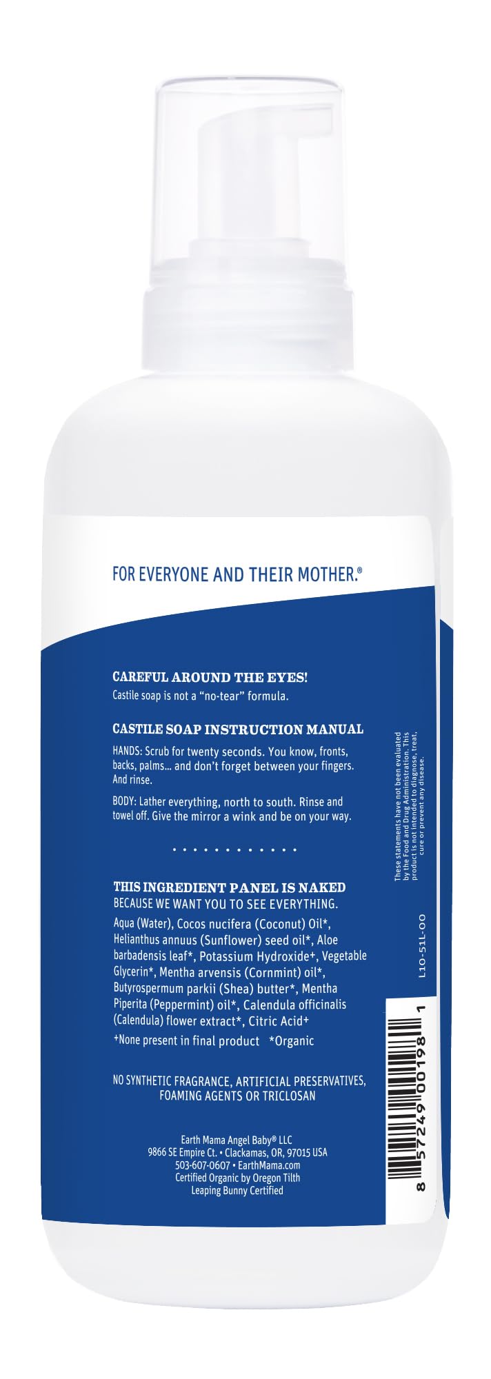 Earth Mama Wild Peppermint Hand and Body Wash – Foaming Castile Soap with Organic Peppermint & Coconut Oil (34 fl oz)