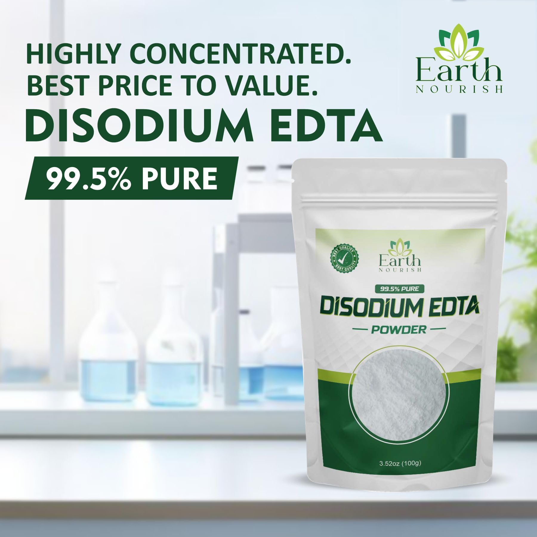 Earth Nourish Disodium EDTA - Cosmetic Grade Raw Material for DIY Shampoos, Soaps & Cleansers | 100g