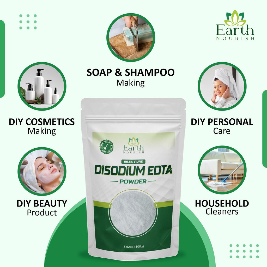 Earth Nourish Disodium EDTA - Cosmetic Grade Raw Material for DIY Shampoos, Soaps & Cleansers | 100g