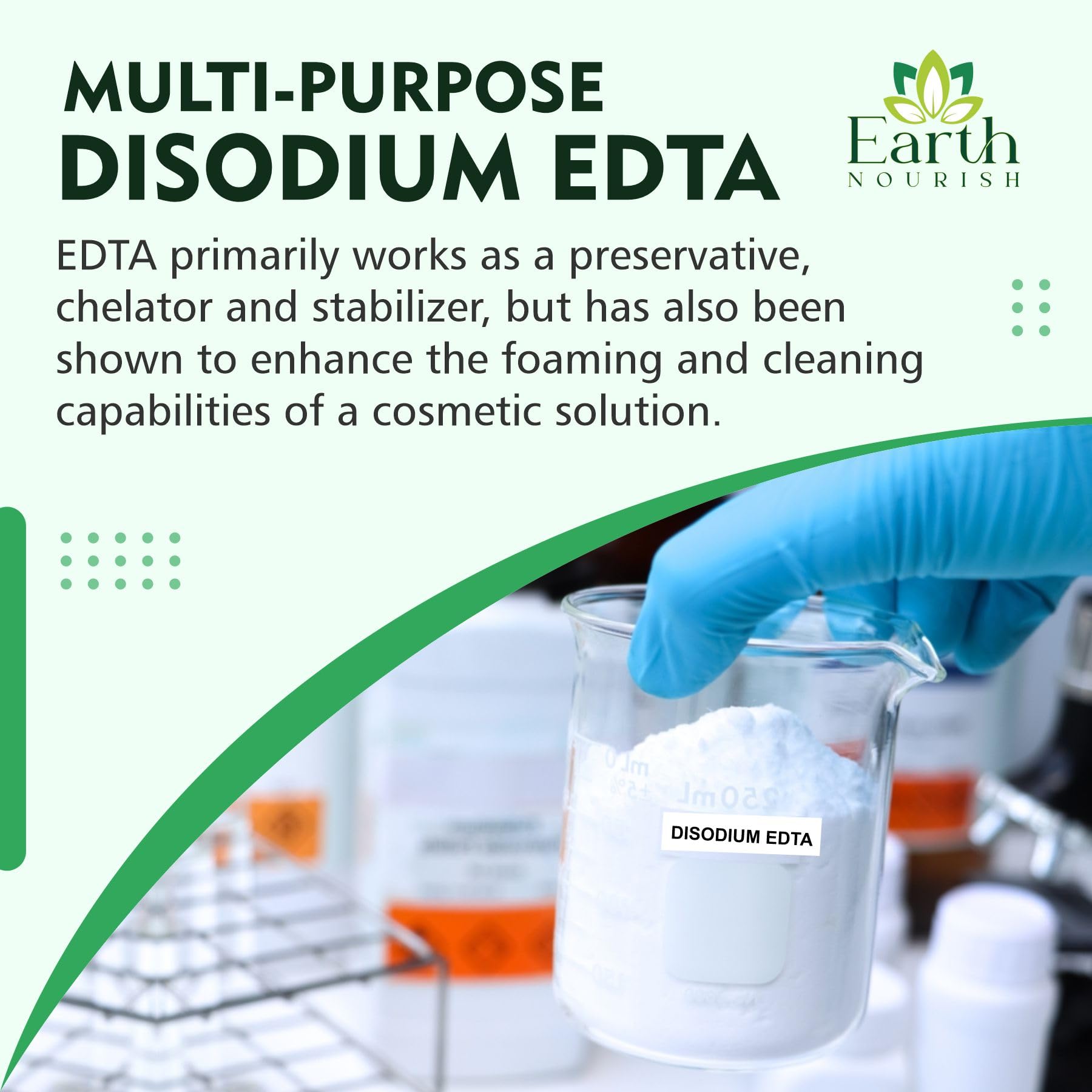 Earth Nourish Disodium EDTA - Cosmetic Grade Raw Material for DIY Shampoos, Soaps & Cleansers | 100g