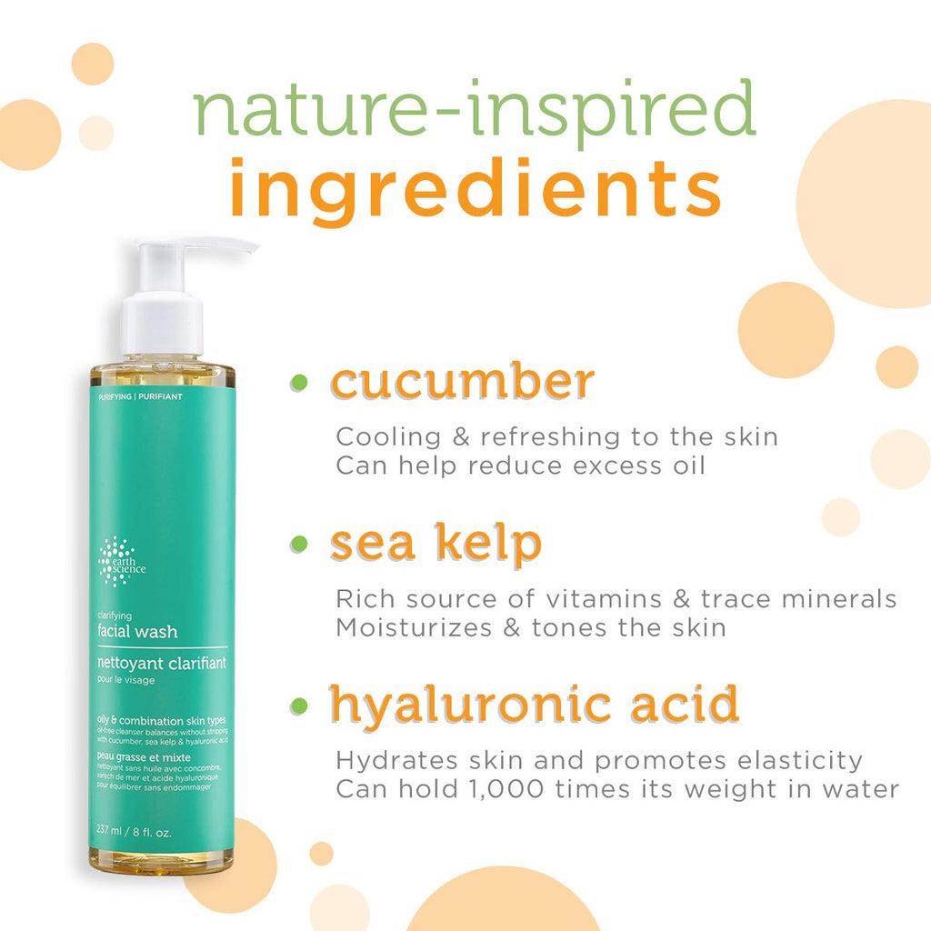 Earth Science - Gentle Clarifying Facial Wash for Oily & Combination Skin Types (3pk, 8 fl oz)