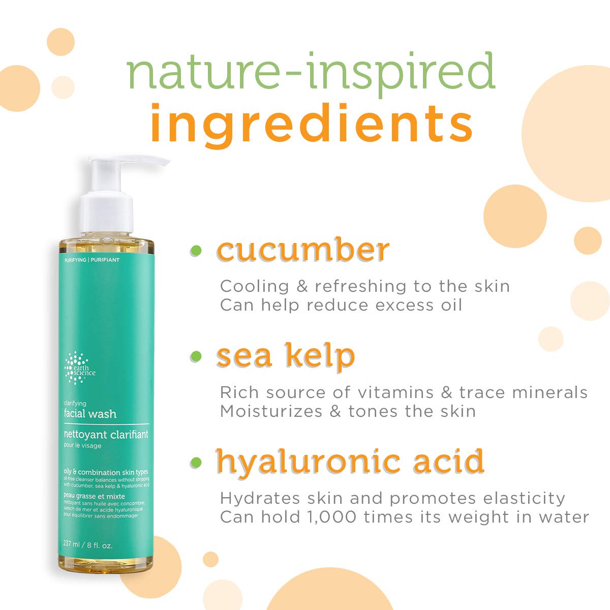 Earth Science - Gentle Clarifying Facial Wash for Oily & Combination Skin Types (3pk, 8 fl oz)
