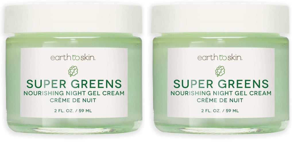 Earth To Skin Super Greens Nourishing Night Gel Cream – 2-Pack (2.0 Fl Oz Each)